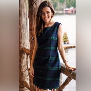 Kiel James Patrick Silent Night green and blue plaid jumper dress